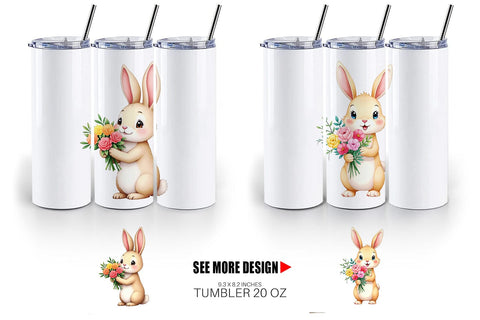 Tumbler Rabbit Spring Bouquet Sublimation artnoy 