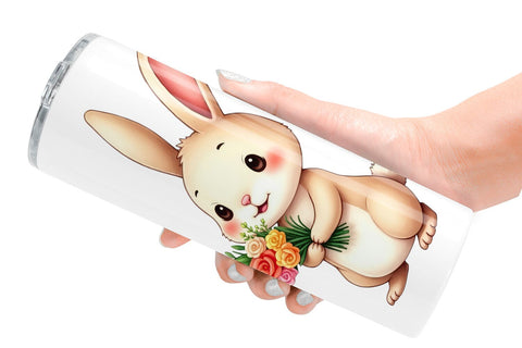 Tumbler Rabbit Spring Bouquet Sublimation artnoy 