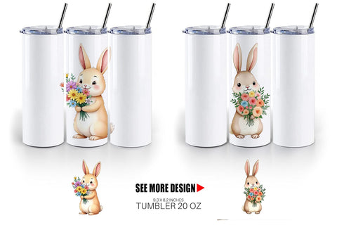 Tumbler Rabbit Spring Bouquet Sublimation artnoy 
