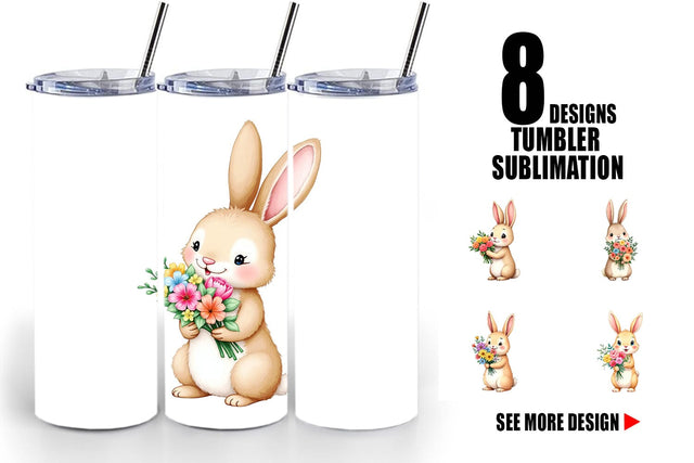 Tumbler Rabbit Spring Bouquet Sublimation artnoy 