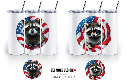 Tumbler Raccoon 4th of July Sublimation artnoy 