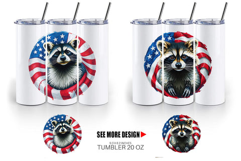 Tumbler Raccoon 4th of July Sublimation artnoy 