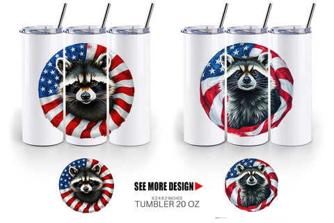 Tumbler Raccoon 4th of July Sublimation artnoy 
