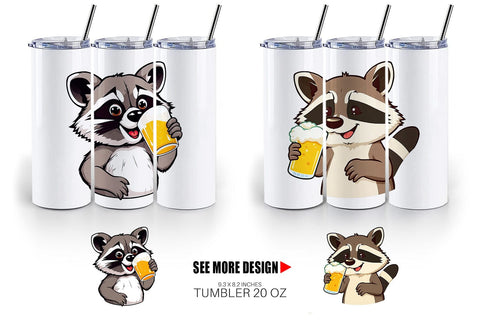 Tumbler Raccoon Beer Day Sublimation artnoy 