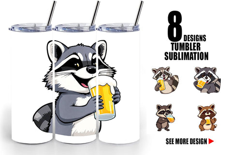 Tumbler Raccoon Beer Day Sublimation artnoy 