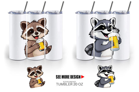 Tumbler Raccoon Beer Day Sublimation artnoy 