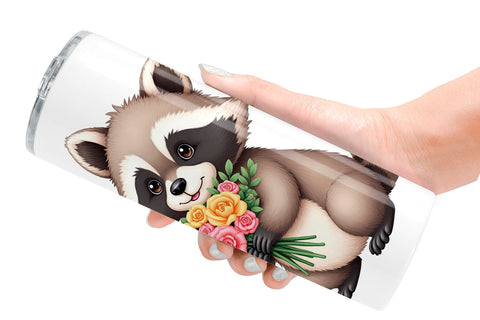 Tumbler Raccoon Spring Bouquet Sublimation artnoy 