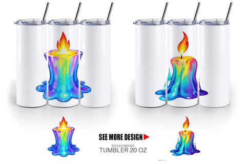 Tumbler Rainbow Fire Candle Sublimation artnoy 