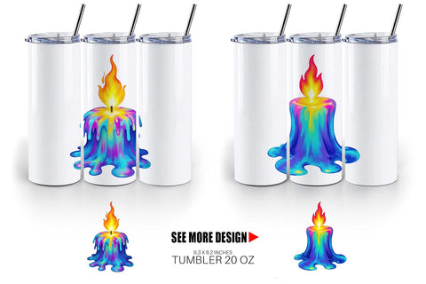 Tumbler Rainbow Fire Candle Sublimation artnoy 
