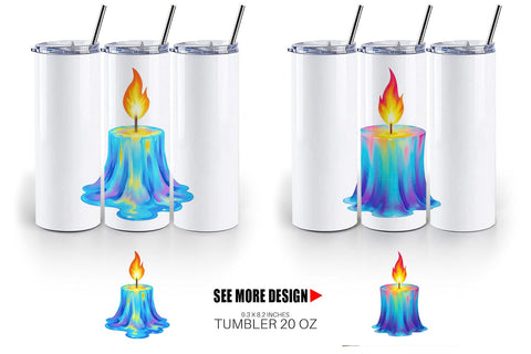 Tumbler Rainbow Fire Candle Sublimation artnoy 