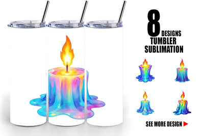 Tumbler Rainbow Fire Candle Sublimation artnoy 