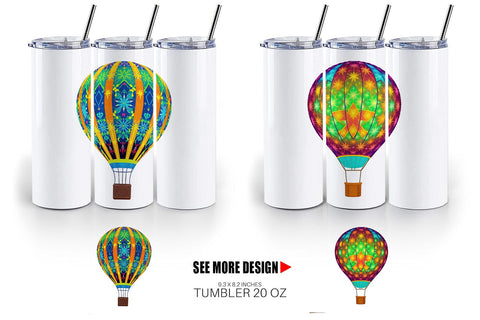 Tumbler Rainbow Hot Air Balloon Sublimation artnoy 