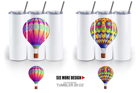 Tumbler Rainbow Hot Air Balloon Sublimation artnoy 
