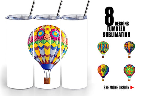 Tumbler Rainbow Hot Air Balloon Sublimation artnoy 