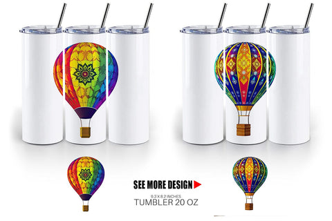 Tumbler Rainbow Hot Air Balloon Sublimation artnoy 