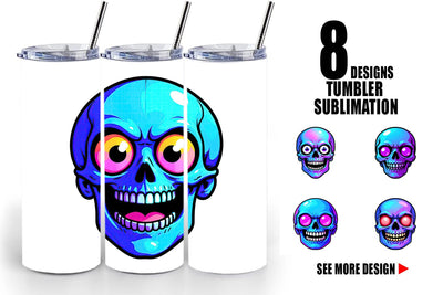 Tumbler Rainbow Skull Smirk Sublimation artnoy 