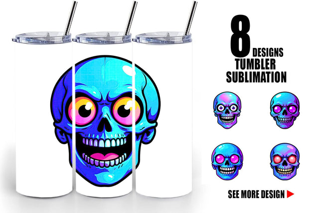 Tumbler Rainbow Skull Smirk Sublimation artnoy 