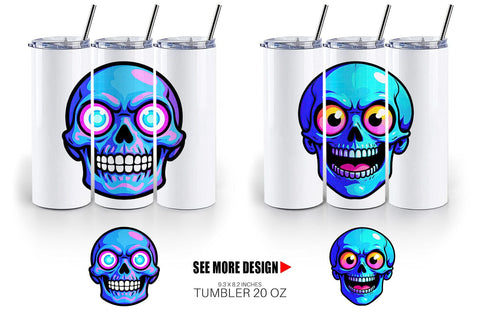 Tumbler Rainbow Skull Smirk Sublimation artnoy 