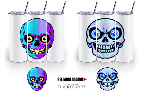 Tumbler Rainbow Skull Smirk Sublimation artnoy 