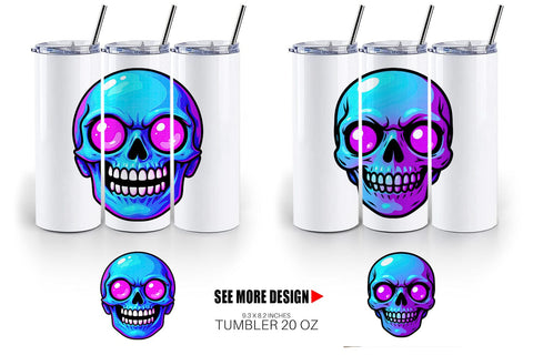 Tumbler Rainbow Skull Smirk Sublimation artnoy 