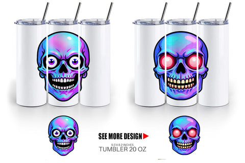 Tumbler Rainbow Skull Smirk Sublimation artnoy 