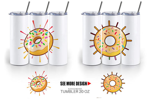 Tumbler Rainbow Sprinkle Donut Sublimation artnoy 
