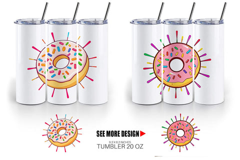 Tumbler Rainbow Sprinkle Donut Sublimation artnoy 
