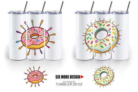 Tumbler Rainbow Sprinkle Donut Sublimation artnoy 