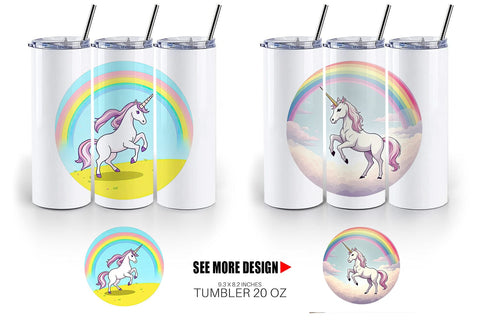 Tumbler Rainbow Unicorn Sublimation artnoy 
