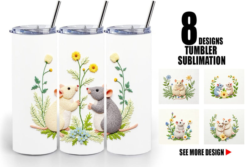 Tumbler Rat Embroidery Sublimation artnoy 