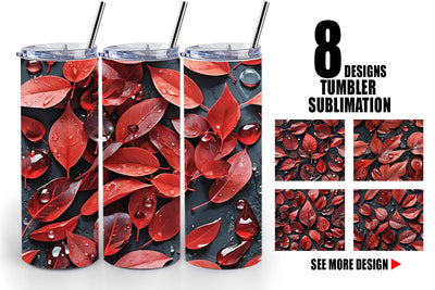 Tumbler Red Leaves Pattern Sublimation artnoy 