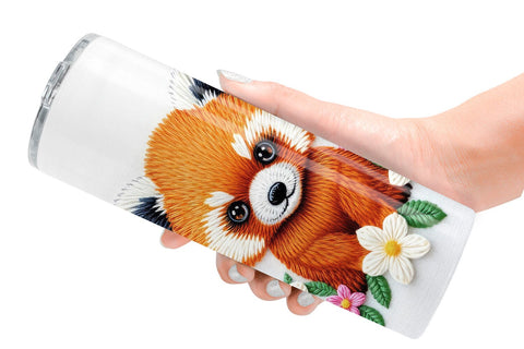 Tumbler Red Panda Embroidery Sublimation artnoy 