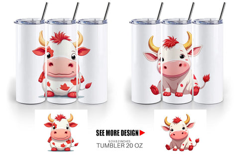 Tumbler Red White Moo Sublimation artnoy 