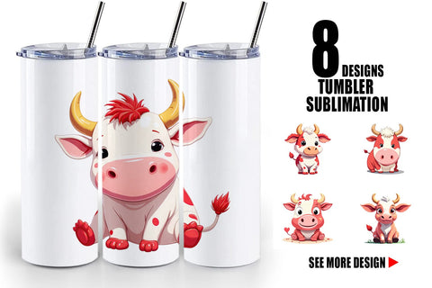 Tumbler Red White Moo Sublimation artnoy 