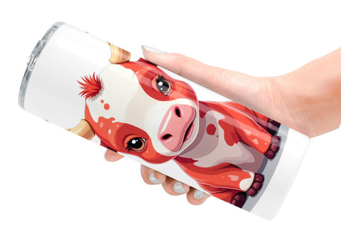 Tumbler Red White Moo Sublimation artnoy 