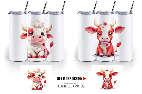 Tumbler Red White Moo Sublimation artnoy 