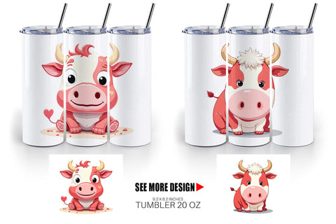 Tumbler Red White Moo Sublimation artnoy 