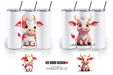 Tumbler Red White Moo Sublimation artnoy 