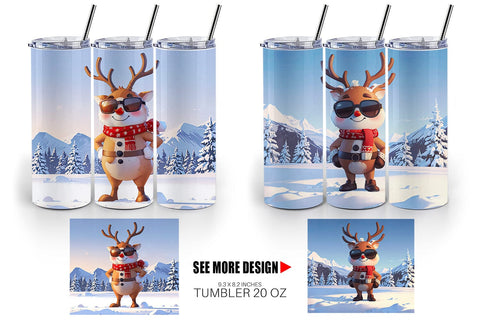 Tumbler Reindeer Christmas Sublimation artnoy 