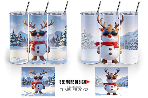 Tumbler Reindeer Christmas Sublimation artnoy 