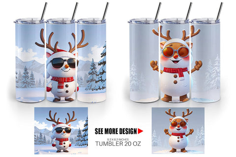 Tumbler Reindeer Christmas Sublimation artnoy 