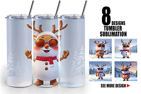 Tumbler Reindeer Christmas Sublimation artnoy 