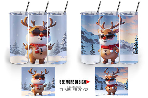 Tumbler Reindeer Christmas Sublimation artnoy 