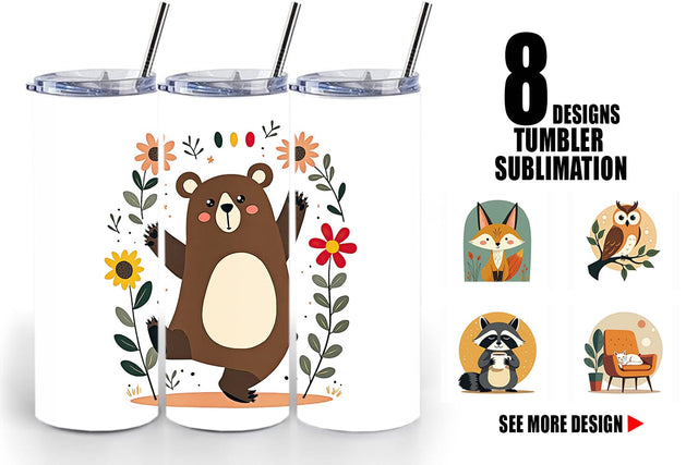 Tumbler Retro Animal Charm Sublimation artnoy 