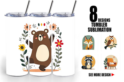 Tumbler Retro Animal Charm Sublimation artnoy 