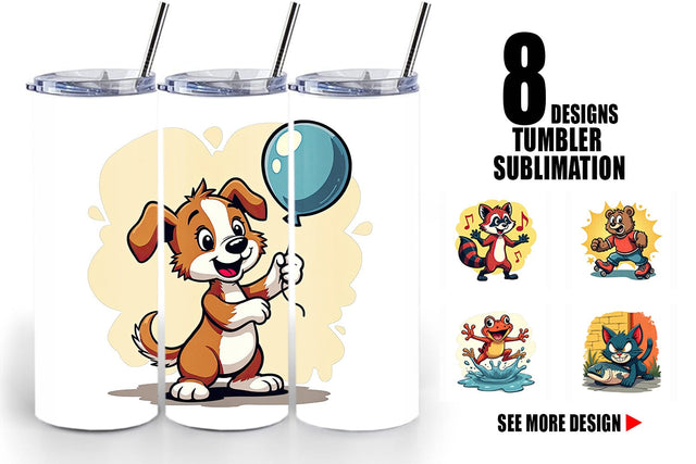 Tumbler Retro Animal Rascals Sublimation artnoy 