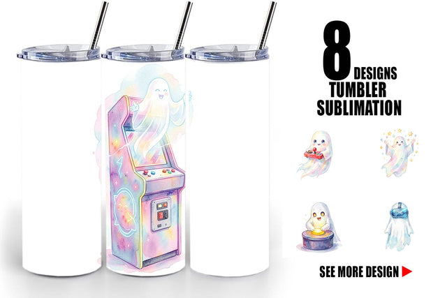 Tumbler Retro Arcade Gamer Ghost Sublimation artnoy 