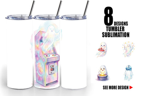 Tumbler Retro Arcade Gamer Ghost Sublimation artnoy 