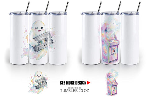 Tumbler Retro Arcade Gamer Ghost Sublimation artnoy 