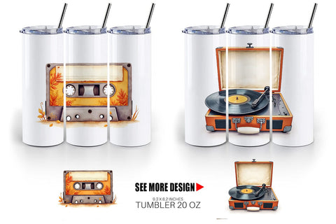 Tumbler Retro Autumn Music Sublimation artnoy 